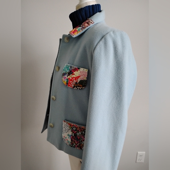 Harvé Benard Wool Cashmere Upcycled Liberty Art Fabric Patchwork Jacket Size 12P - Picture 6 of 15